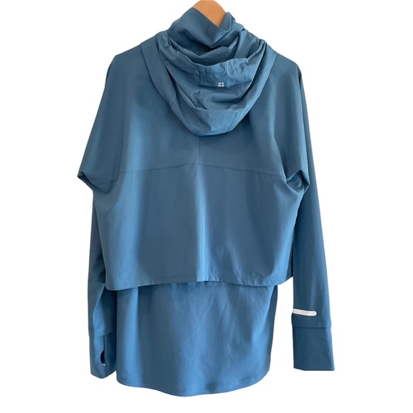 Sweaty Betty Women’s XL Fast Track Jacket Windbreaker Blue Hooded EUC - Picture 6 of 16